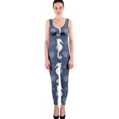 Seahorse And Shell Pattern Onepiece Catsuit by Simbadda