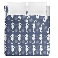 Seahorse And Shell Pattern Duvet Cover Double Side (queen Size) by Simbadda