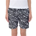Digitally Created Peacock Feather Pattern In Black And White Women s Basketball Shorts View1
