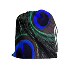 Peacock Feather Drawstring Pouches (extra Large) by Simbadda