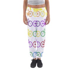 Rainbow Colors Bright Colorful Bicycles Wallpaper Background Women s Jogger Sweatpants by Simbadda