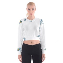 Beautiful Frame Made Up Of Blue Peacock Feathers Women s Cropped Sweatshirt by Simbadda
