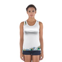Beautiful Frame Made Up Of Blue Peacock Feathers Women s Sport Tank Top  by Simbadda