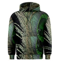 Feather Peacock Drops Green Men s Pullover Hoodie by Simbadda