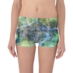 Digitally Painted Abstract Style Watercolour Painting Of A Peacock Reversible Bikini Bottoms by Simbadda