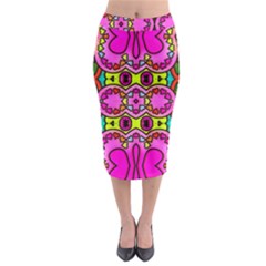 Love Hearths Colourful Abstract Background Design Midi Pencil Skirt by Simbadda