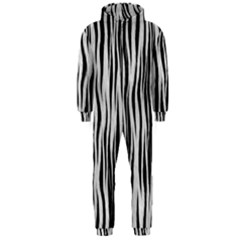 Black White Seamless Fur Pattern Hooded Jumpsuit (men)  by Simbadda