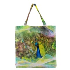 Peacock Digital Painting Grocery Tote Bag by Simbadda