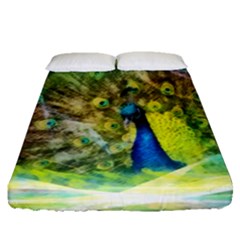 Peacock Digital Painting Fitted Sheet (queen Size) by Simbadda