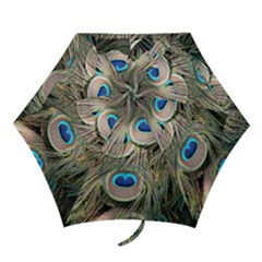 Colorful Peacock Feathers Background Mini Folding Umbrellas by Simbadda