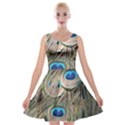 Colorful Peacock Feathers Background Velvet Skater Dress View1