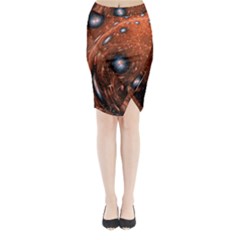 Fractal Peacock World Background Midi Wrap Pencil Skirt