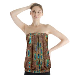 Peacock Pattern Background Strapless Top by Simbadda