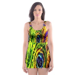 Glass Tile Peacock Feathers Skater Dress Swimsuit by Simbadda