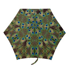 Beautiful Peacock Feathers Seamless Abstract Wallpaper Background Mini Folding Umbrellas by Simbadda