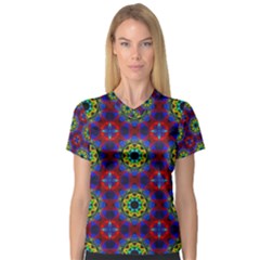 Abstract Pattern Wallpaper Women s V-Neck Sport Mesh Tee