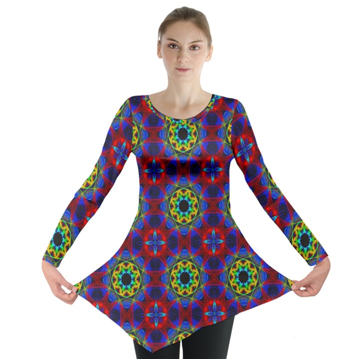 Abstract Pattern Wallpaper Long Sleeve Tunic 