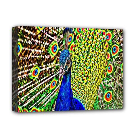 Graphic Painting Of A Peacock Deluxe Canvas 16  X 12   by Simbadda