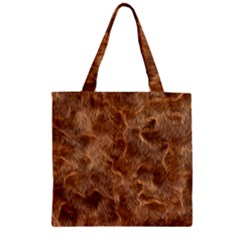 Brown Seamless Animal Fur Pattern Zipper Grocery Tote Bag by Simbadda