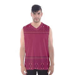 Heart Pattern Background In Dark Pink Men s Basketball Tank Top