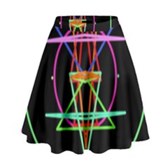 Drawing Of A Color Mandala On Black High Waist Skirt by Simbadda
