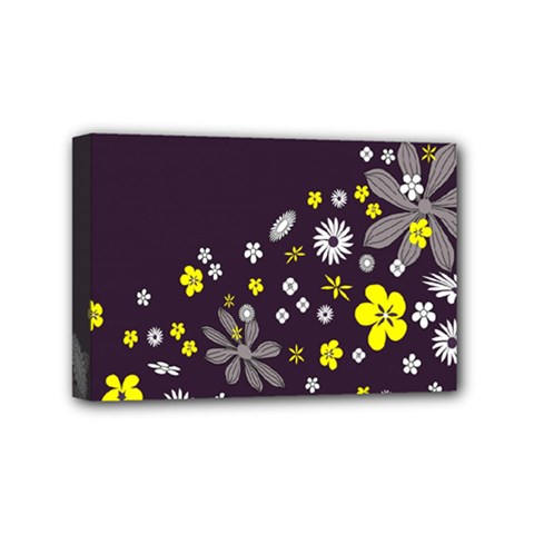 Vintage Retro Floral Flowers Wallpaper Pattern Background Mini Canvas 6  X 4  by Simbadda