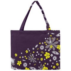 Vintage Retro Floral Flowers Wallpaper Pattern Background Mini Tote Bag by Simbadda