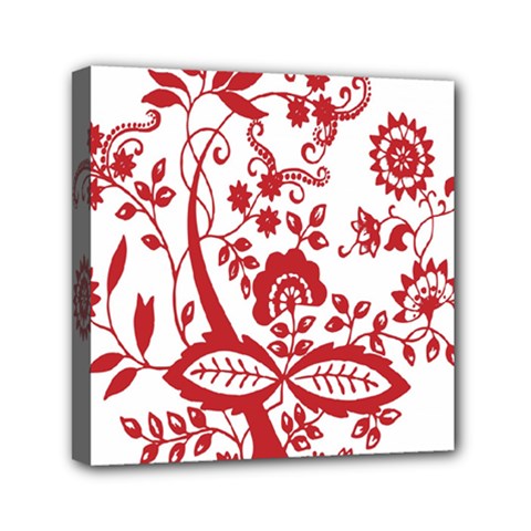 Red Vintage Floral Flowers Decorative Pattern Clipart Mini Canvas 6  X 6  by Simbadda