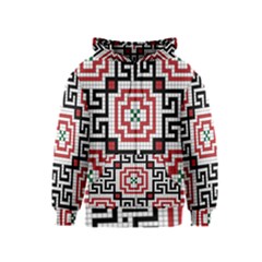 Vintage Style Seamless Black White And Red Tile Pattern Wallpaper Background Kids  Zipper Hoodie