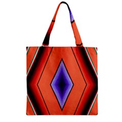 Diamond Shape Lines & Pattern Zipper Grocery Tote Bag by Simbadda