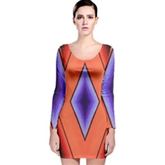 Diamond Shape Lines & Pattern Long Sleeve Velvet Bodycon Dress by Simbadda