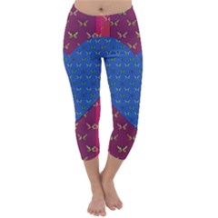 Butterfly Heart Pattern Capri Winter Leggings  by Simbadda