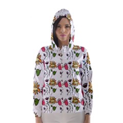 Handmade Pattern With Crazy Flowers Hooded Wind Breaker (women) by Simbadda