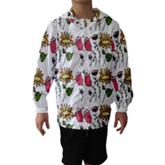 Handmade Pattern With Crazy Flowers Hooded Wind Breaker (kids) by Simbadda