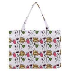 Handmade Pattern With Crazy Flowers Medium Zipper Tote Bag by Simbadda