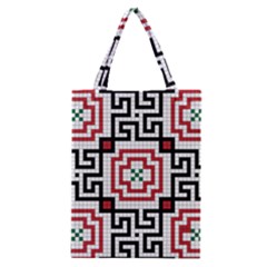 Vintage Style Seamless Black, White And Red Tile Pattern Wallpaper Background Classic Tote Bag by Simbadda