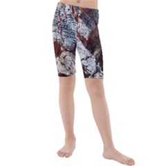 Wooden Hot Ashes Pattern Kids  Mid Length Swim Shorts