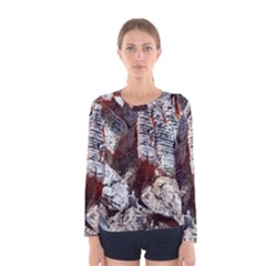 Wooden Hot Ashes Pattern Women s Long Sleeve Tee