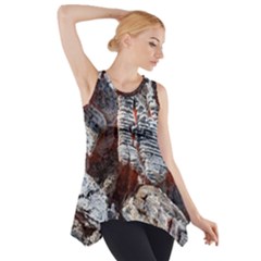 Wooden Hot Ashes Pattern Side Drop Tank Tunic