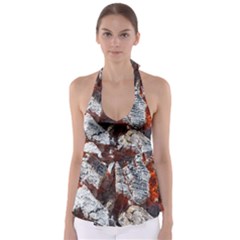 Wooden Hot Ashes Pattern Babydoll Tankini Top