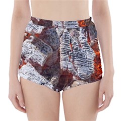 Wooden Hot Ashes Pattern High-Waisted Bikini Bottoms