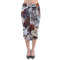 Wooden Hot Ashes Pattern Midi Pencil Skirt