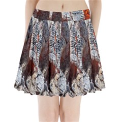 Wooden Hot Ashes Pattern Pleated Mini Skirt