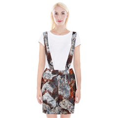 Wooden Hot Ashes Pattern Suspender Skirt