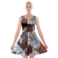 Wooden Hot Ashes Pattern Velvet Skater Dress