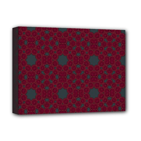 Blue Hot Pink Pattern With Woody Circles Deluxe Canvas 16  X 12  