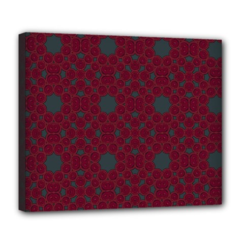 Blue Hot Pink Pattern With Woody Circles Deluxe Canvas 24  x 20  