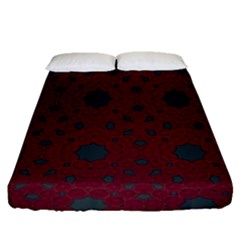 Blue Hot Pink Pattern With Woody Circles Fitted Sheet (queen Size) by Simbadda