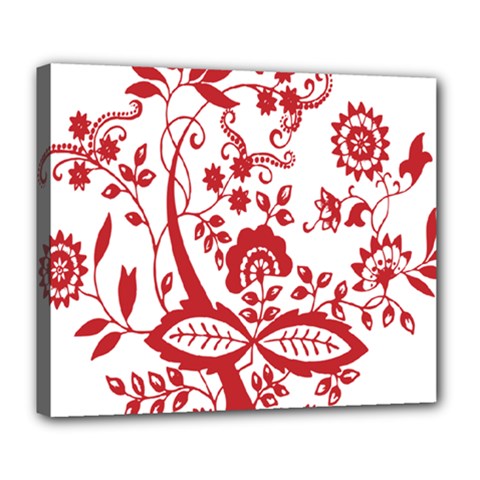 Red Vintage Floral Flowers Decorative Pattern Clipart Deluxe Canvas 24  X 20   by Simbadda