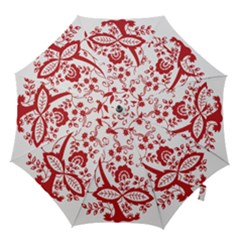 Red Vintage Floral Flowers Decorative Pattern Clipart Hook Handle Umbrellas (medium) by Simbadda